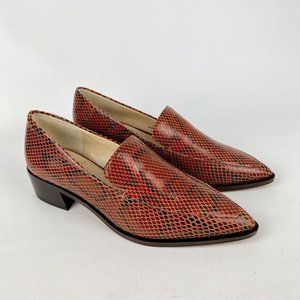 Vince Camuto Womens Satillie Brown Leather Snake Pointed Toe Loafer Shoes size 7